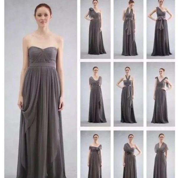 Jenny Yoo‎ Aidan Convertible Bridesmaid Gown Sz 6 Navy Strapless Sweetheart Neck - Image 4