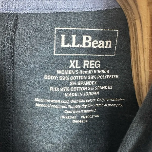 L.L.Bean Cozy Cowl Neck Pullover Womens XL Blue Kangaroo Pocket Stretch Travel - Image 5