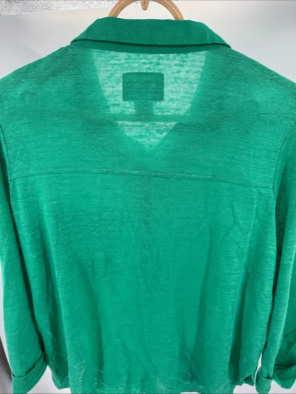 Sigrid Olsen Green Women's Lightweight 100% linen button front top M casual - Image 3