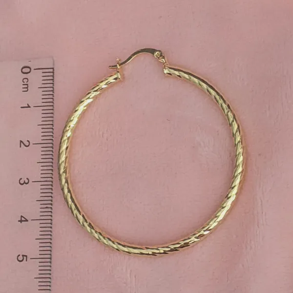 Elegant Gold Hoop Earrings 18K Gold Filled Twist Cut Hoop 50MM - Image 5