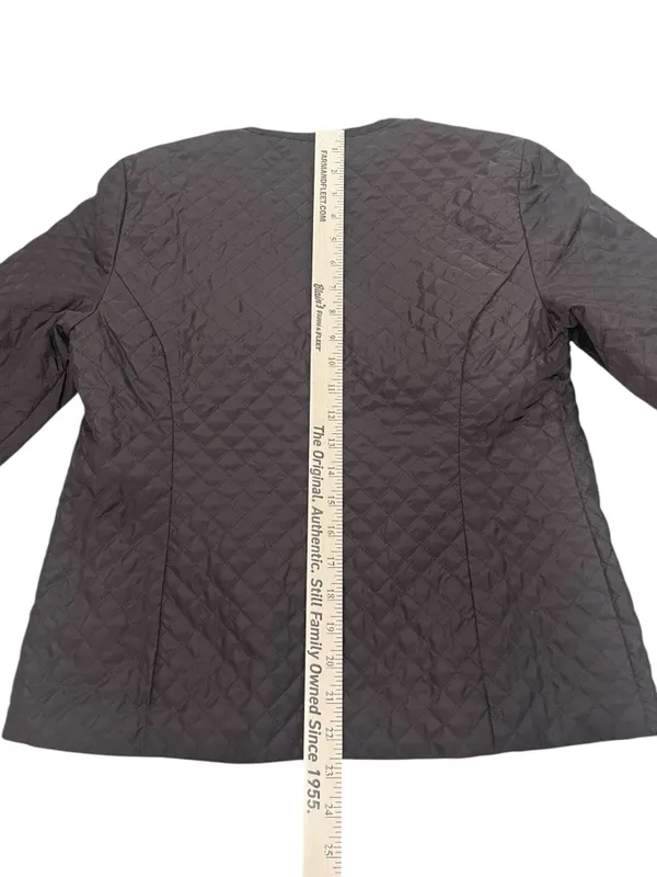 Chico's Collarless Quilted Dark Brown Full Zip Jacket - Image 5