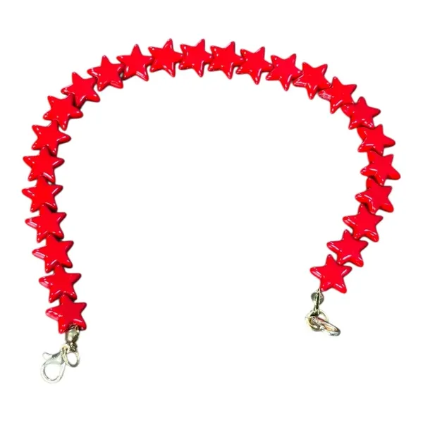 Patriotic‎ Star Beaded Bracelet Women OS Red Y2K Celestial Glossy Bold - Image 2