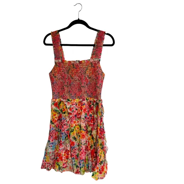 NEW Alice + Olivia Jocelyn Mini Dress Garden Floral Pink Ruffle - Image 4