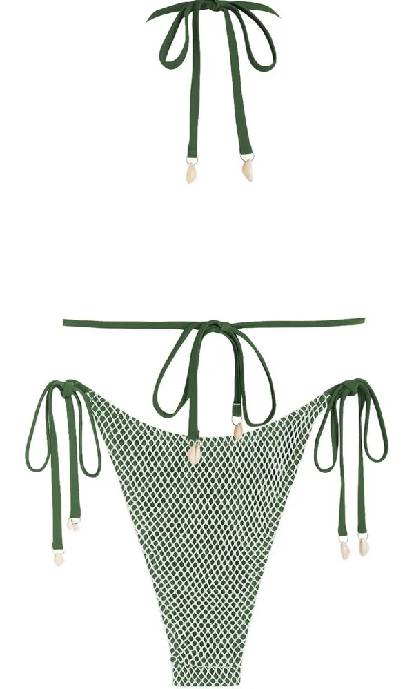 Zaful Dark Green Fishnet Bikini Set - Image 2