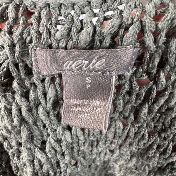 Aerie Textured Open‎ Knit Tank Green S Sheer Lagenlook Boho Earthy Neutral - Image 4