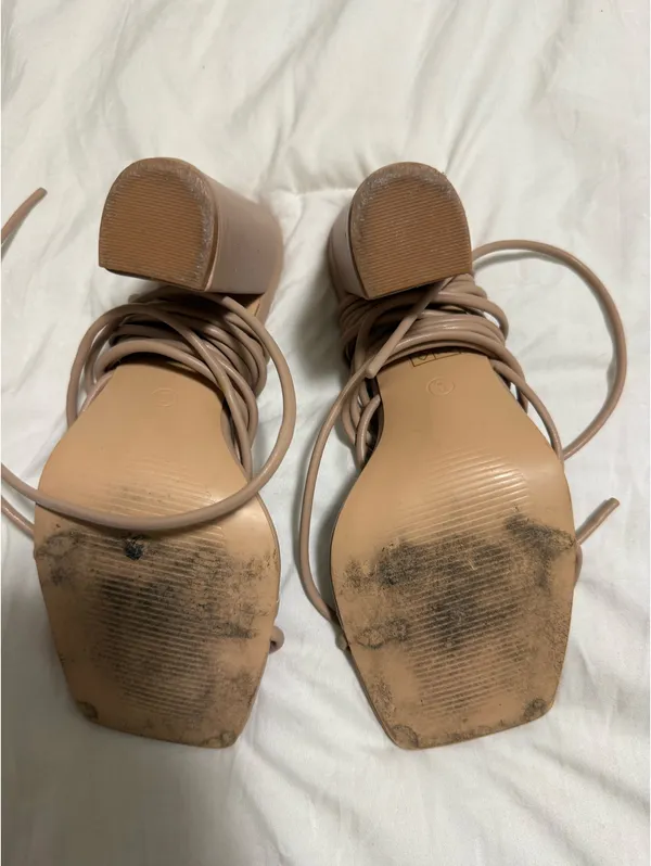 Pretty Little Thing Nude Lace Up Heels - Image 2