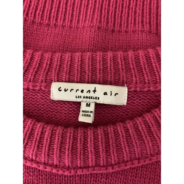 Anthropologie Current Air Hot Pink Knit Sweater Pullover Balloon‎ Sleeve Medium - Image 3