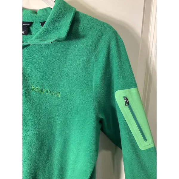 Marmot Polartec 1/4 Zip Green Fleece Pullover Medium Lightweight Outdoor Hiking - Image 4