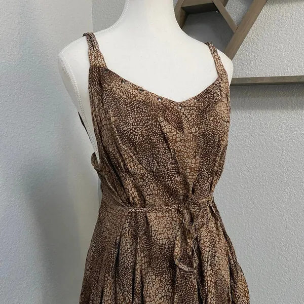 Maternity Brown Graphic Print Tie Sleeveless Tank Blouse Y2k Boho Fairy Grunge - Image 2