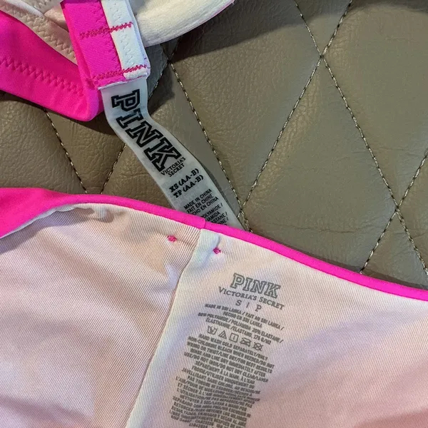 PINK Victoria's Secret Hot Pink & Light Pink Lace-Up Bikini - Image 3