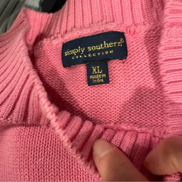 Cute cotton candy pinky american flag Simply Southern chunky sweater USA ‘Merica - Image 8