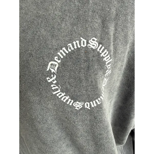 Supply & Demand Washed Grey Gothic Graphic‎ Sweatshirt Womens Medium - Image 4