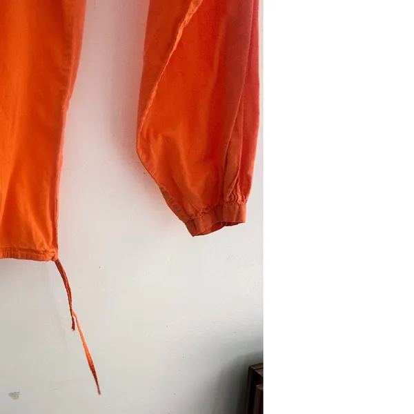 Gap 100% Cotton Orange Peasant Blouse Medium Lightweight Henley - Image 5