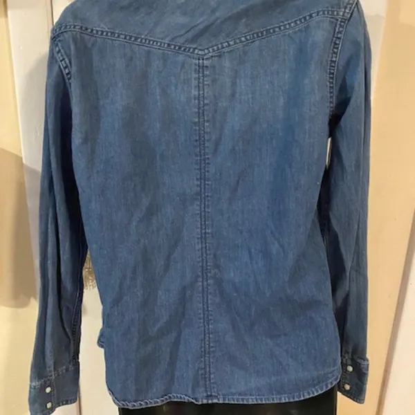 American Eagle Long Sleeve Jean Button Up Shirt - Image 2