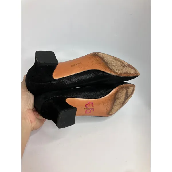 Salvatore Ferragamo Pumps Womens 10.5 AA Black Good Block Heel Textured Italy - Image 6