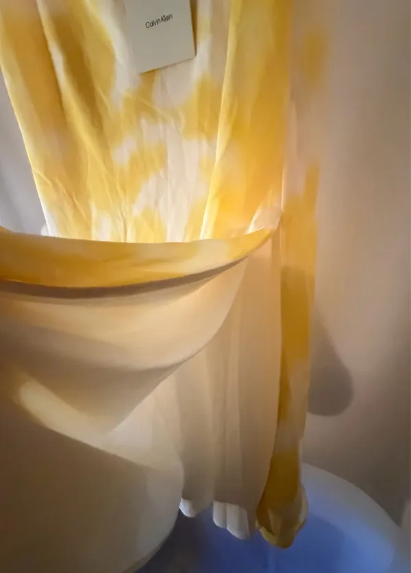 Calvin Klein Yellow Tie-Dye Slip Skirt - Image 3