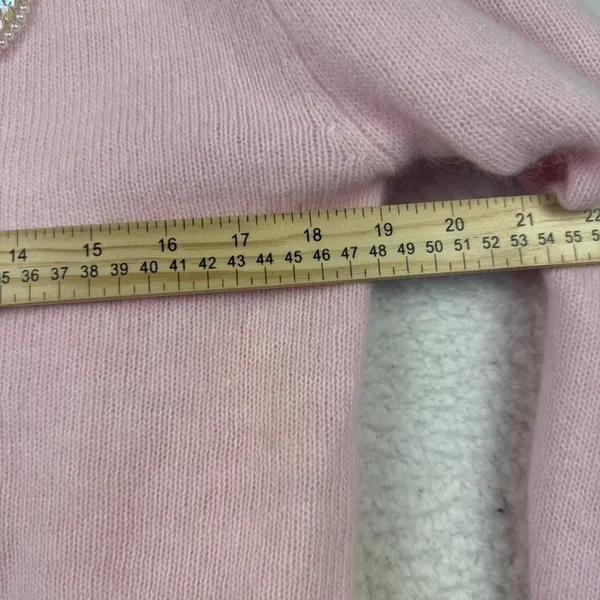 Vintage Simply‎ Tops Sweater Womens Small Pink V Neck Beaded Sequin Angora 80s - Image 7