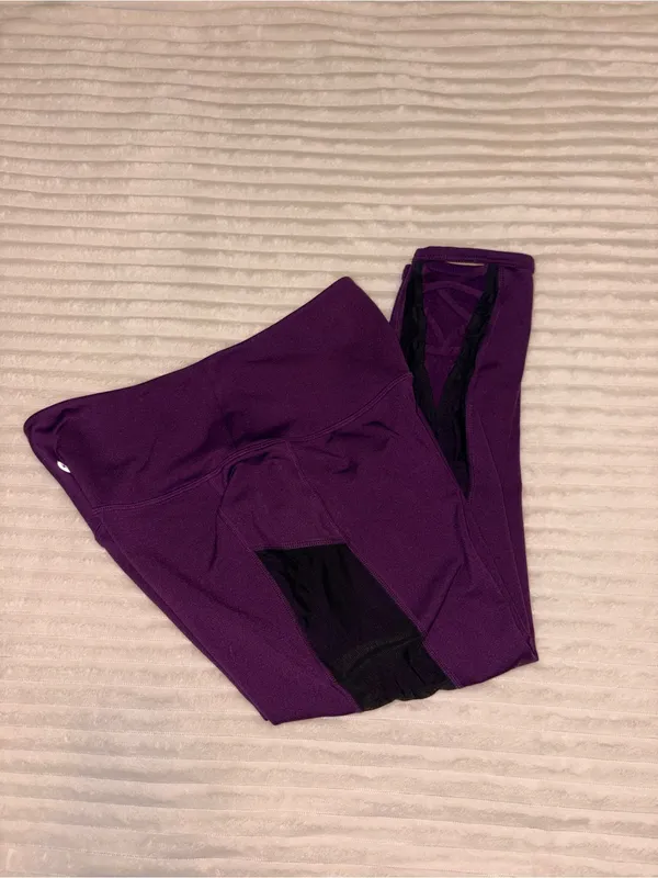 POPFLEX Active Purple workout Leggings with Lacelike Ankle Detail Size 6 - Image 3