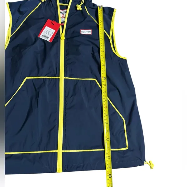 Hunter for Target Navy Blue Hooded Rain Vest with Yellow Trim - Image 2