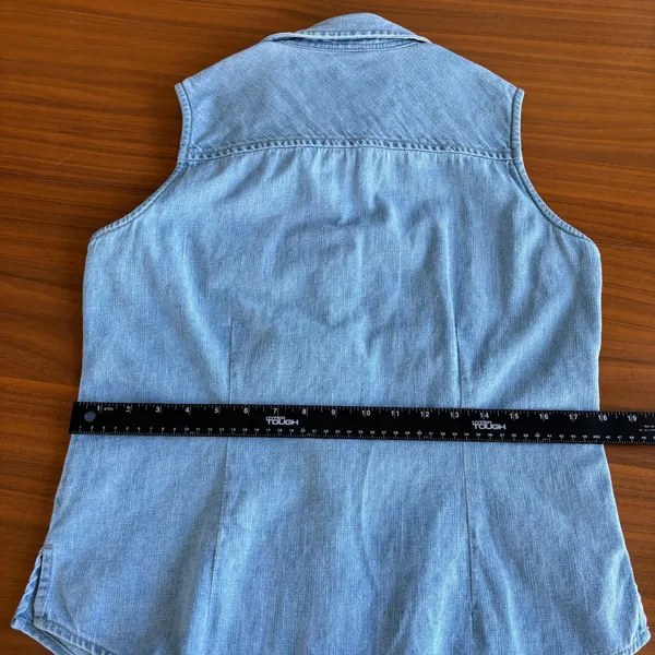 90s Vintage Bill Blass Denim Top M Button Front Western Cottage Coastal Grandma - Image 15
