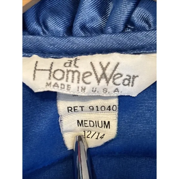Vtg Sears At Home Wear Robe Womens Sz M Royal Blue‎ Ruffle Trim Long - Image 10