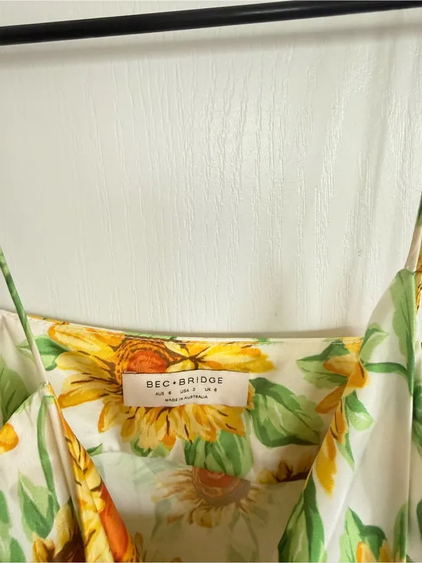 Bec + Bridge Sunflower Print Silk Slip Dress - Image 4