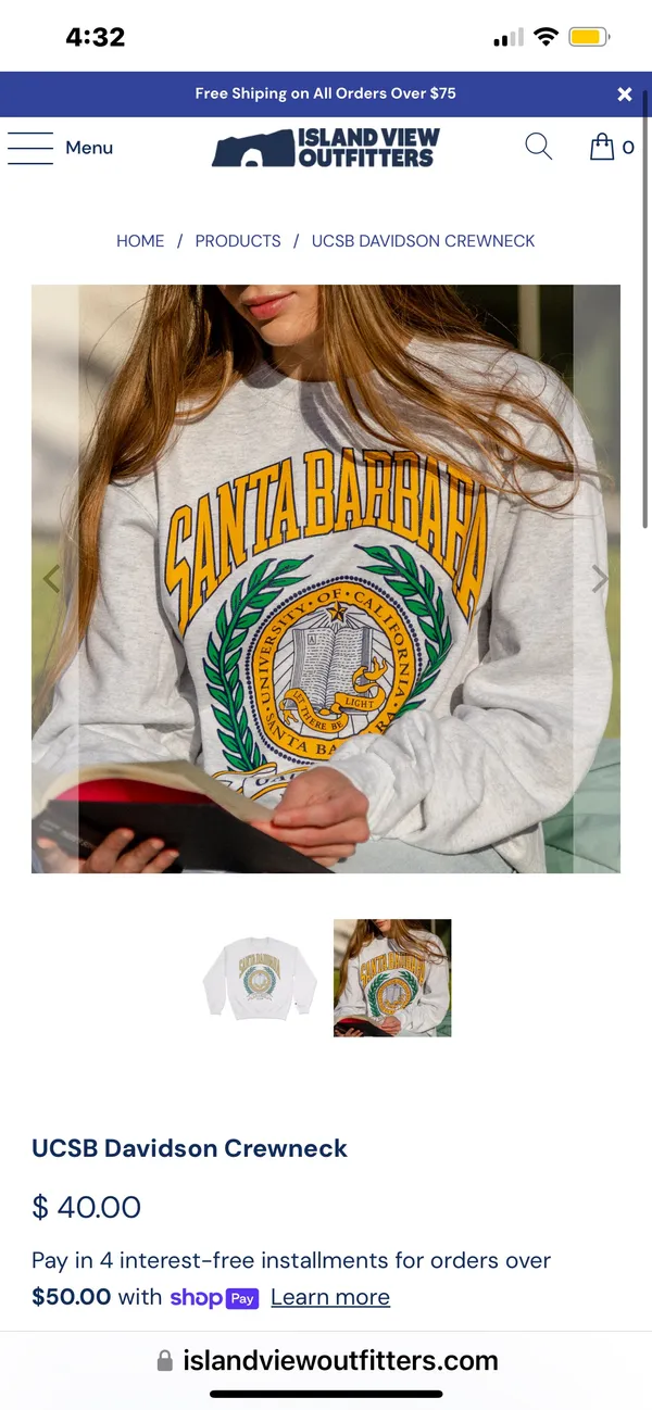 UCSB Davidson Crewneck Size L - Image 2