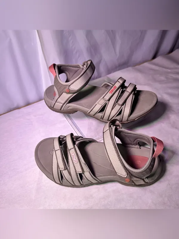 Teva Women's Gray and Pink Strappy Outdoor Sandals - Image 2