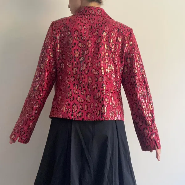 Red Cheetah Print Jacket Faux Leather - Image 7