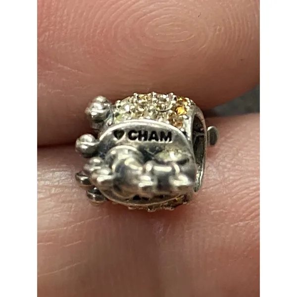 Chamilia ORANGE OMBRE SEAHORSE Swarovski Crystals & Sterling Charm MISSING 1 Gem - Image 3