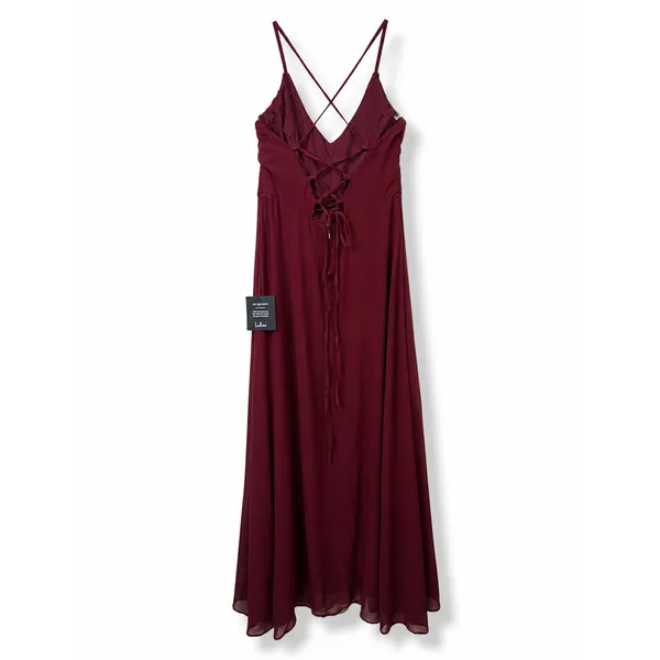 NEW Lulus Event Ready Burgundy Pleated Backless Lace-Up Sweeping Maxi Dress - Image 7