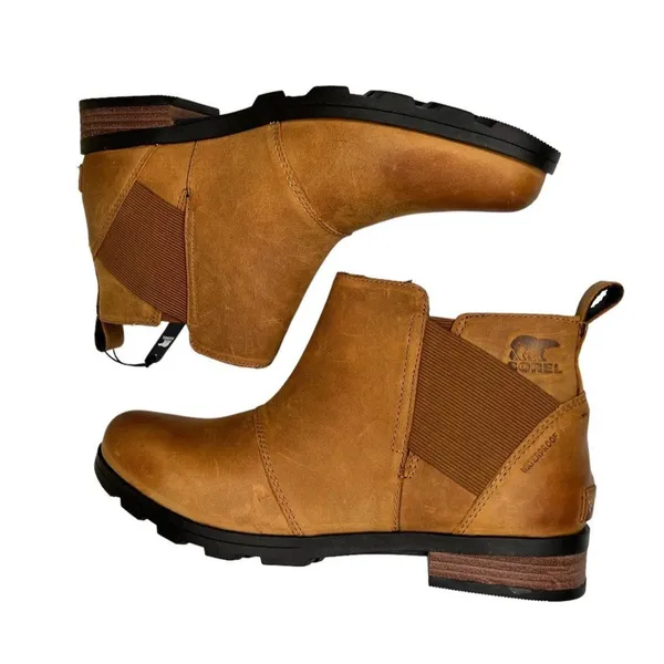 SOREL Emelie Chelsea Boots Waterproof Camel Brown‎ Leather Women’s Size 10 - Image 6