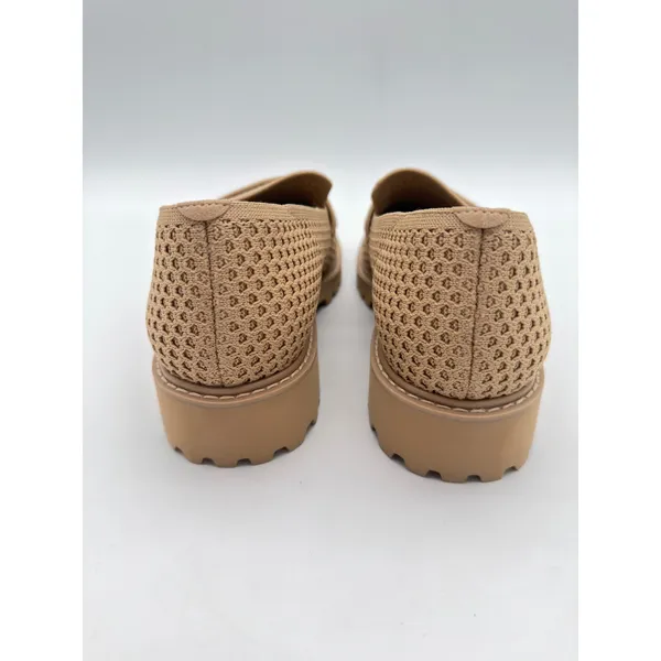 Vivaia Francesca Platform Chunky Heel Penny Minimalist Nude Peach Mesh Loafer 8 - Image 7