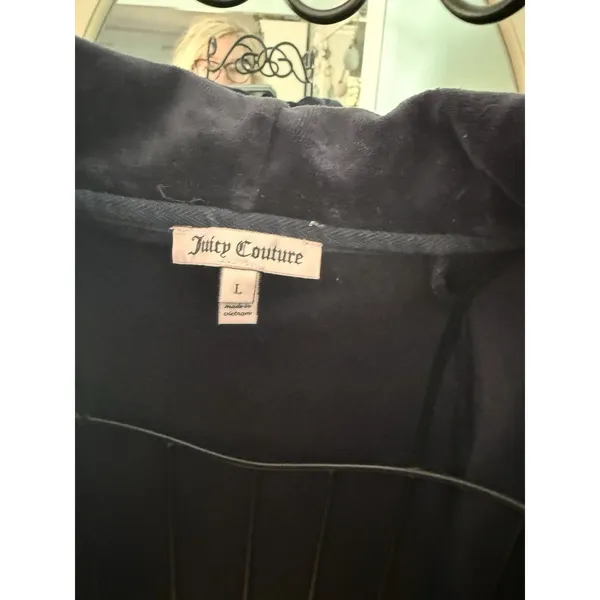 Juicy Couture Velour Track Jacket Womens Large Blue Full‎ Zip Hoodie Velvet Y2K - Image 3