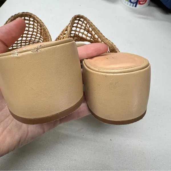 Revolve Raye Tan Leather Crochet Slip On Mule Heels Womens 8.5 Boho Beachy - Image 9
