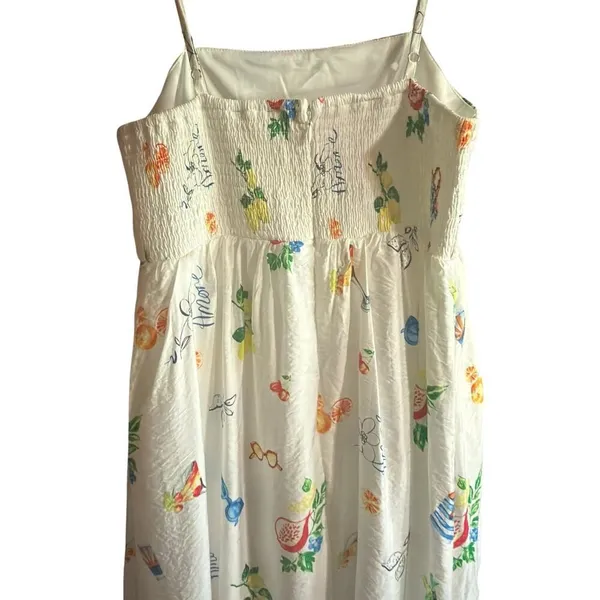 Rachel Zoe Ivory Beach Print Maxi Dress Size 2 Smocked Back NWOT - Image 4
