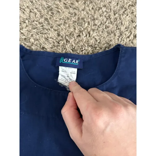 RX Gear Women's Navy Blue Long Sleeve Snap Button down Scrub Top Size‎ Medium - Image 5