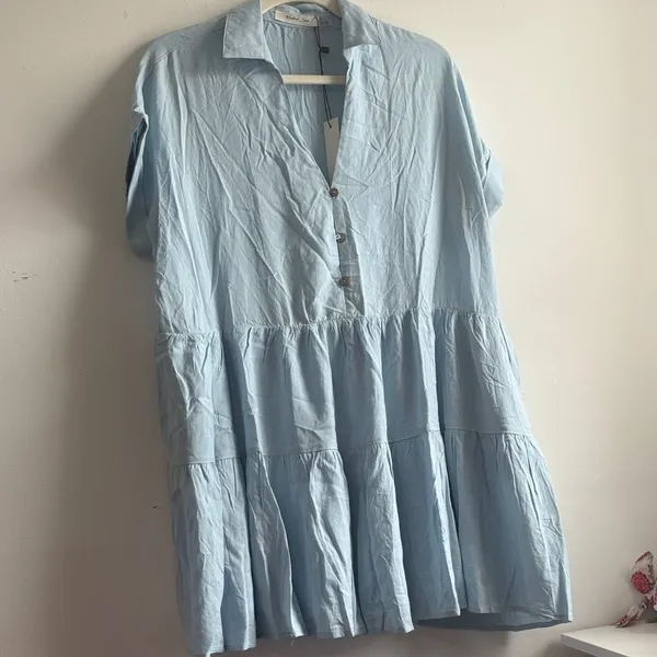 Mustard Seed Sky Blue Shirt Dress - Image 2