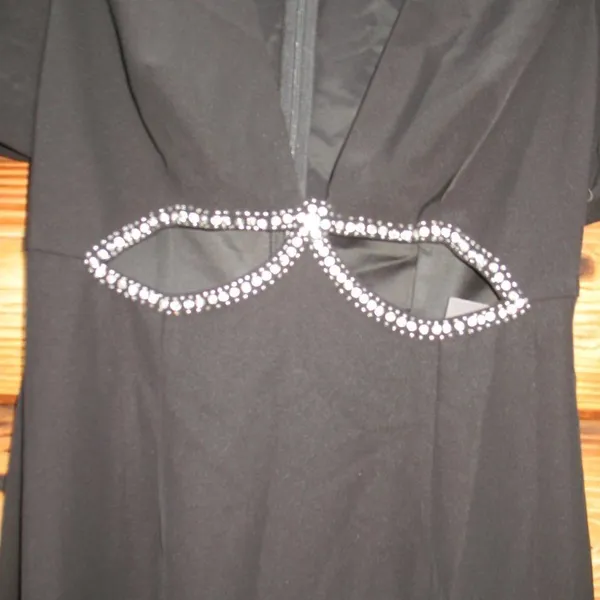 NWT Mac Duggal Ieena Puff Sleeve Black Cut Out Gown Dress 6 2630 - Image 11