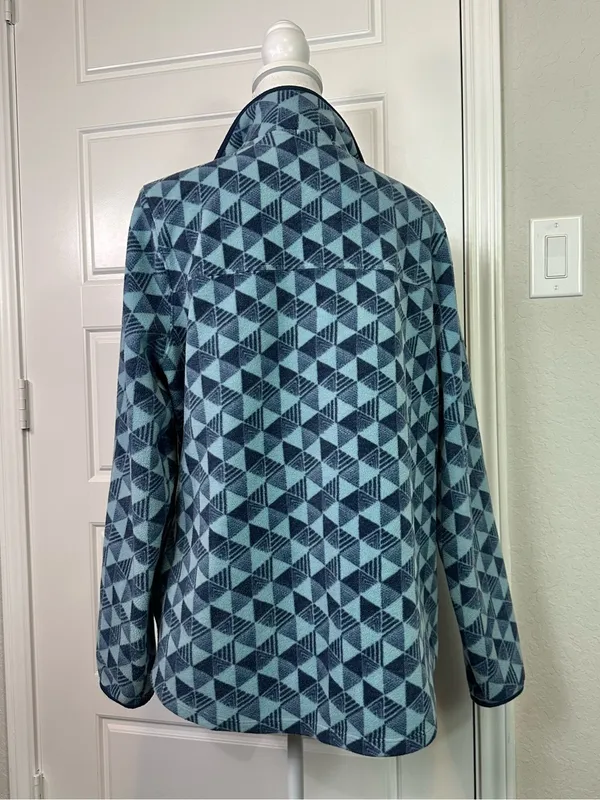 L.L. Beans Women’s Full Zip Geometric Print Classic Fleece Jacket Size XL - Image 4