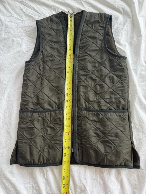 Barbour Women’s XS Quilted Best Dark Green Zip Pockets Vest Reversible Classy - Image 8