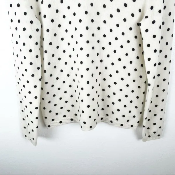 CYNTHIA ROWLEY 100% 2-Ply Cashmere Cream Polka Dot Long Sleeves Sweater Medium - Image 6