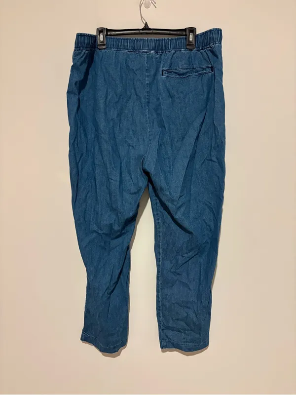 Old Navy straight leg Billie drawstring pull on trouser pants denim blue size XL - Image 3