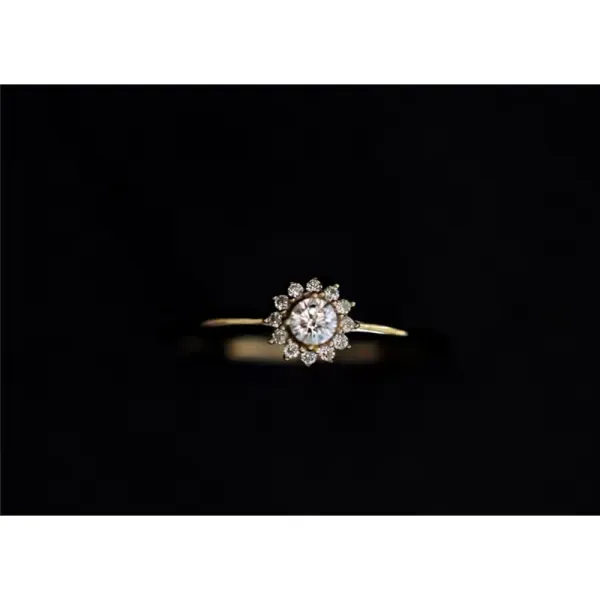 14k Gold Filled Micro Simulated Diamond Sunflower Ring‎ Size 7 - Image 8