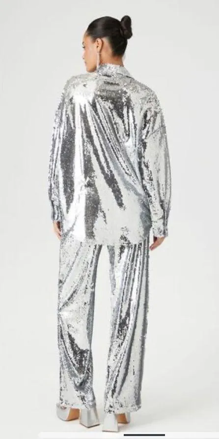 Metallic Sequin Shirt & Pants Set - Image 2