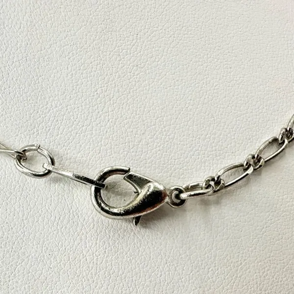 silver tone and black floral rhinestone pendant necklace - Image 4
