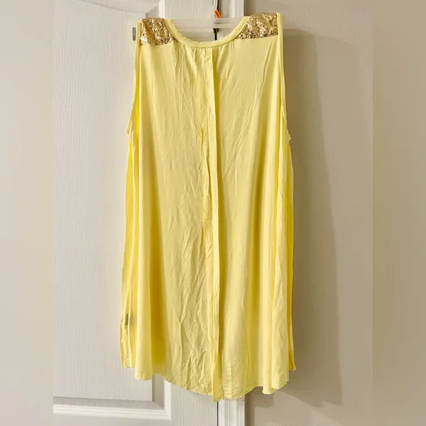 POL Yellow Sleeveless Top with Sequin Pocket - Image 3