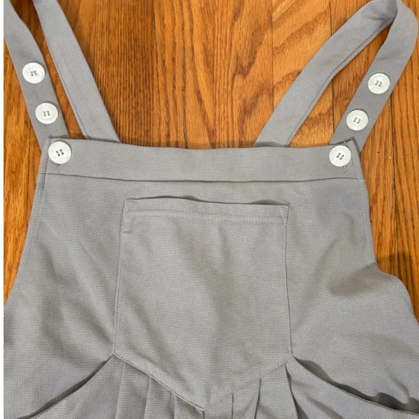 Halara Grey Waffle Knit Overall Shorts Shortalls Button Straps Large NWOT - Image 5