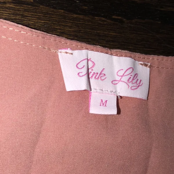 Pink Lily dusty rose polka dot maxi wrap dress size medium - Image 4