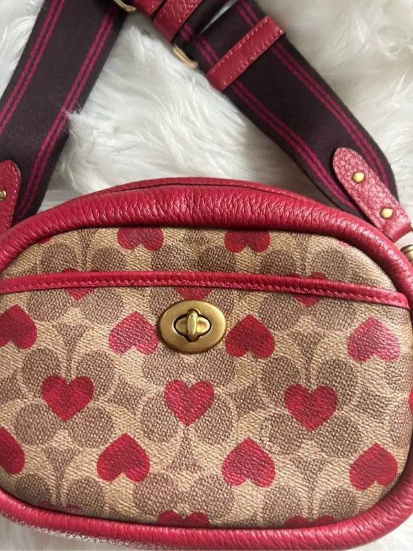 Coach Camera Bag Signature Canvas Heart Print Crossbody C8390 - Image 2